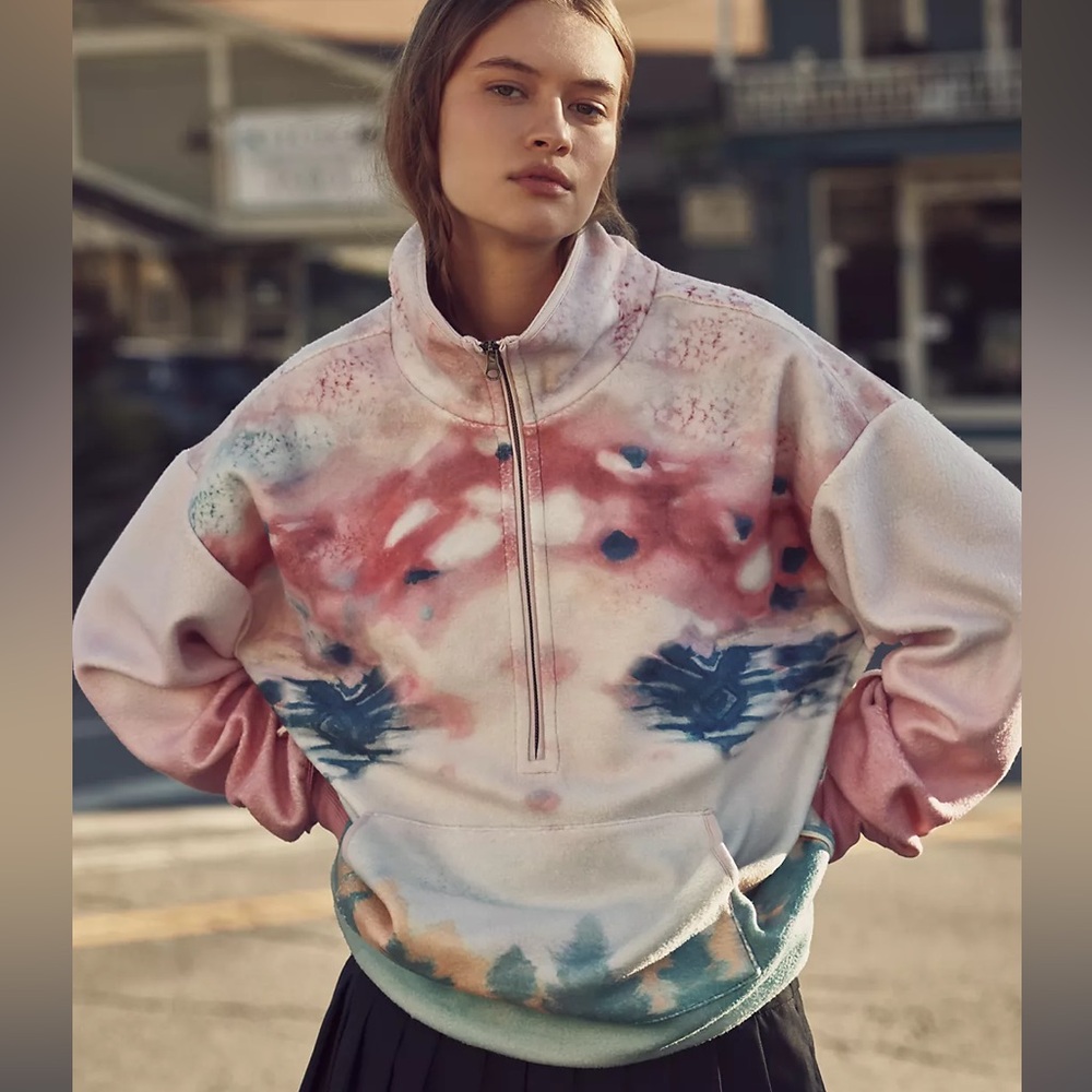 NWT Anthropologie PILCRO HALF-ZIP PULLOVER SWEATSHIRT. Size Small - Picture 2 of 6